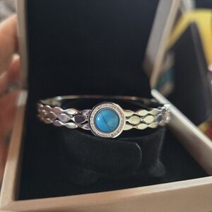 Elegant Silver and Blue Bracelet